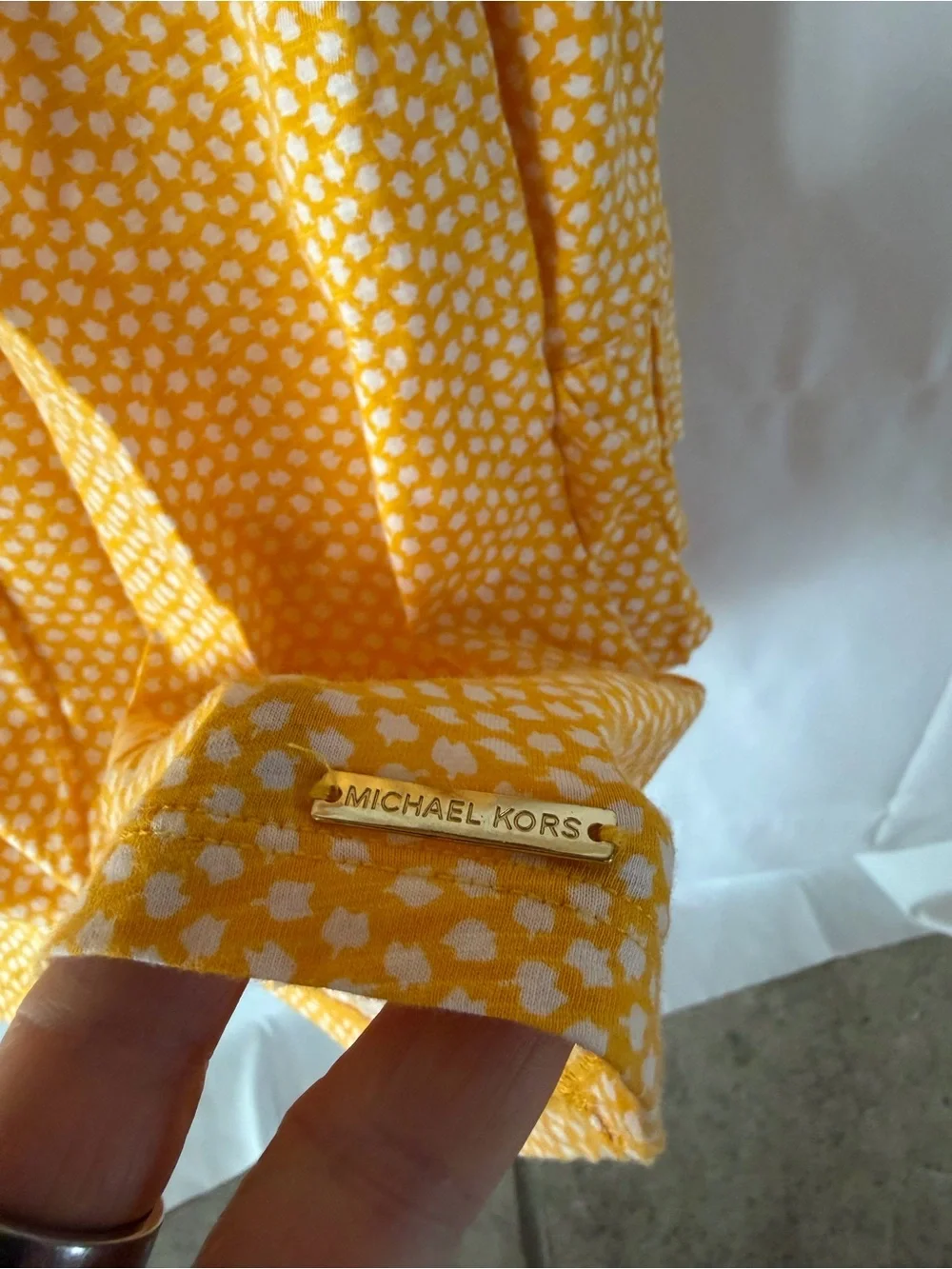 Michael Kors Yellow Printed Scoop-Neck Blouse
